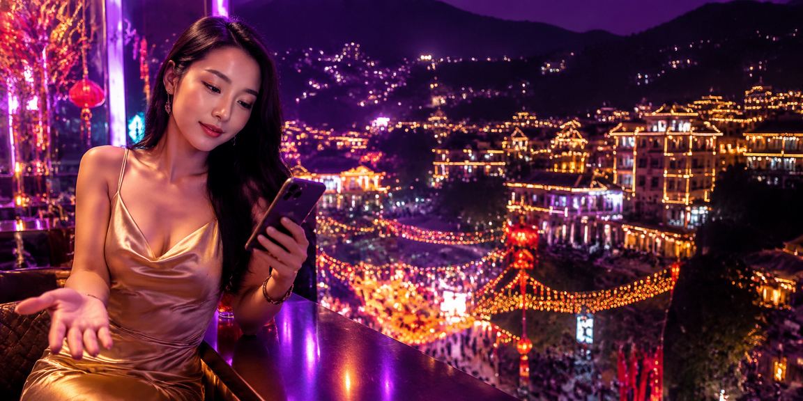 Không khí trò chơi neon sôi động tại Sapa về đêm với ánh đèn nhiều màu sắc